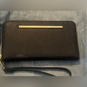Steve Madden Black wallet Wristlet with Gold Detail